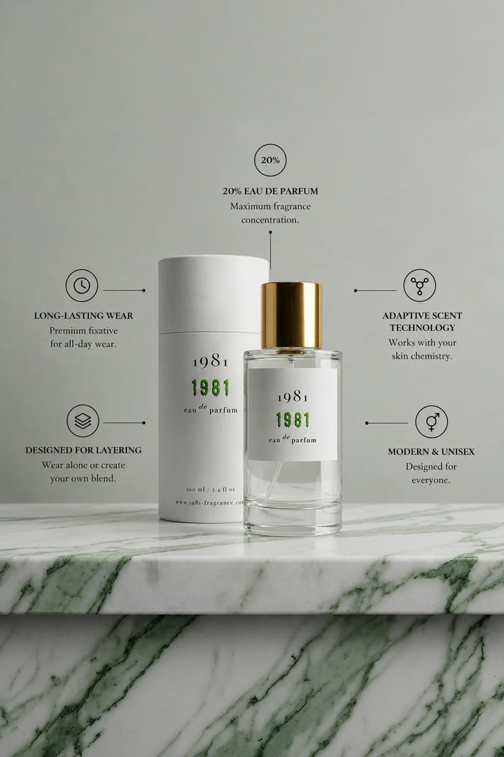 1981 Fragrance 1981 Eau De Parfum 100ml, product features graphic