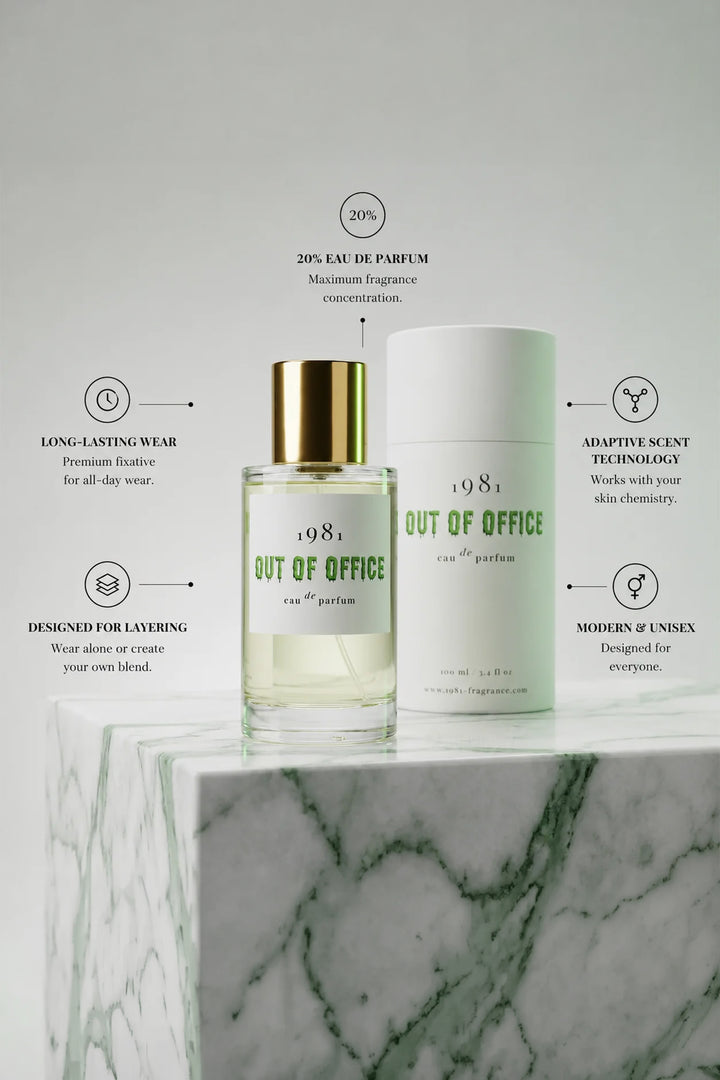 1981 Fragrance Out Of Office Eau De Parfum 100ml, product features graphic