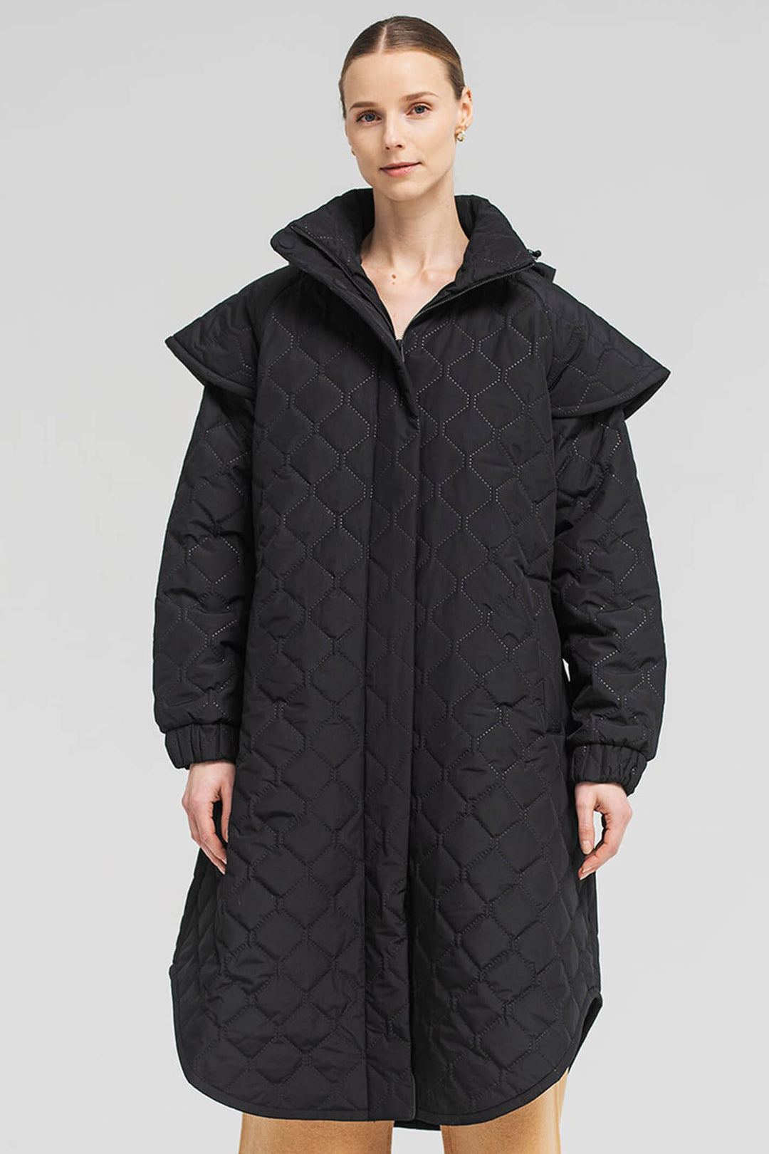 BRGN 15052P 095 New Black Quilted Tyfon Waterproof Coat - Olivia Grace Fashion