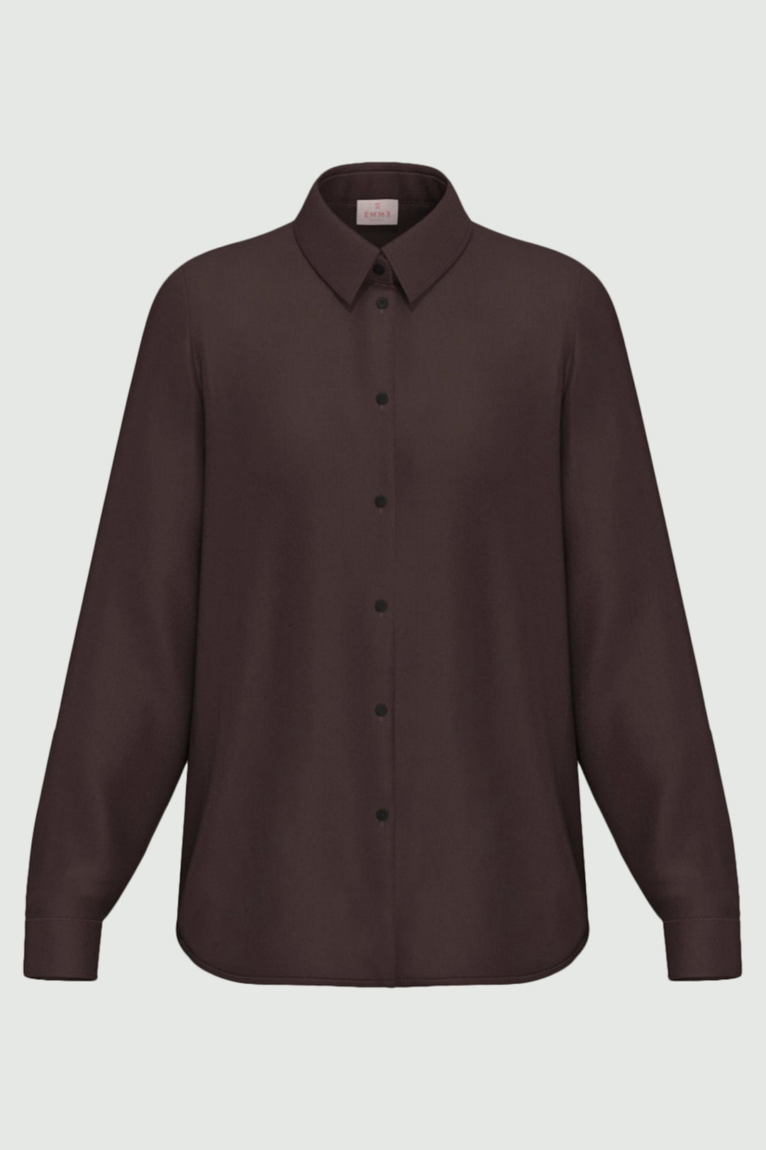 Emme EMMEDRO Dark Brown Light Mono Stretch Satin Shirt - Olivia Grace Fashion