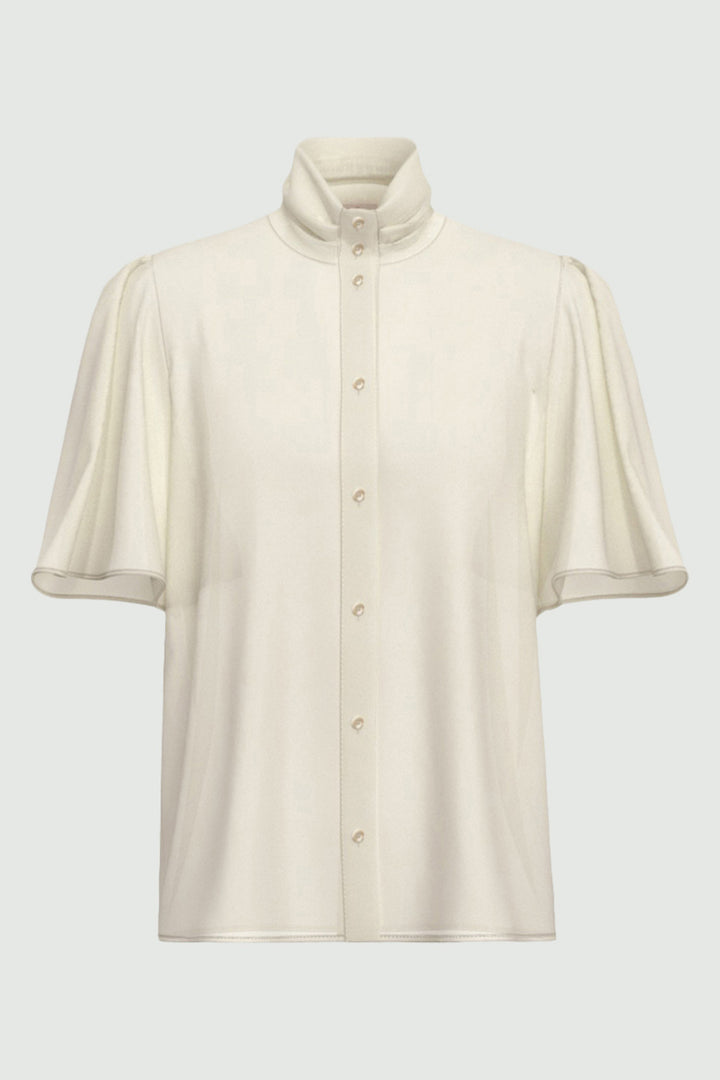 Emme EMMSEGGIO Ivory Viscose Crepe Shirt - Olivia Grace Fashion