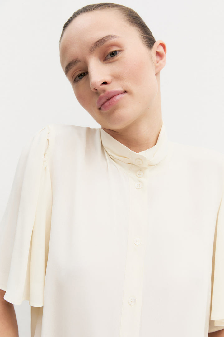 Emme EMMSEGGIO Ivory Viscose Crepe Shirt - Olivia Grace Fashion