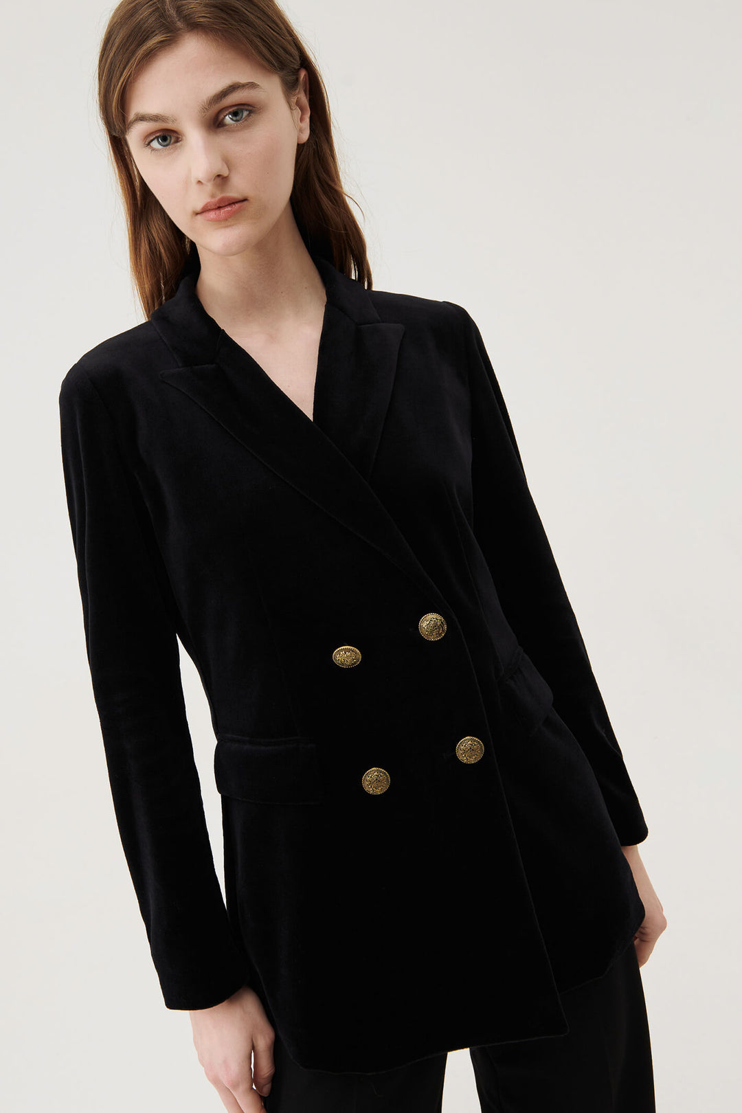 Marella Renata 2339161037200 Black Velvet Blazer Jacket - Olivia Grace Fashion
