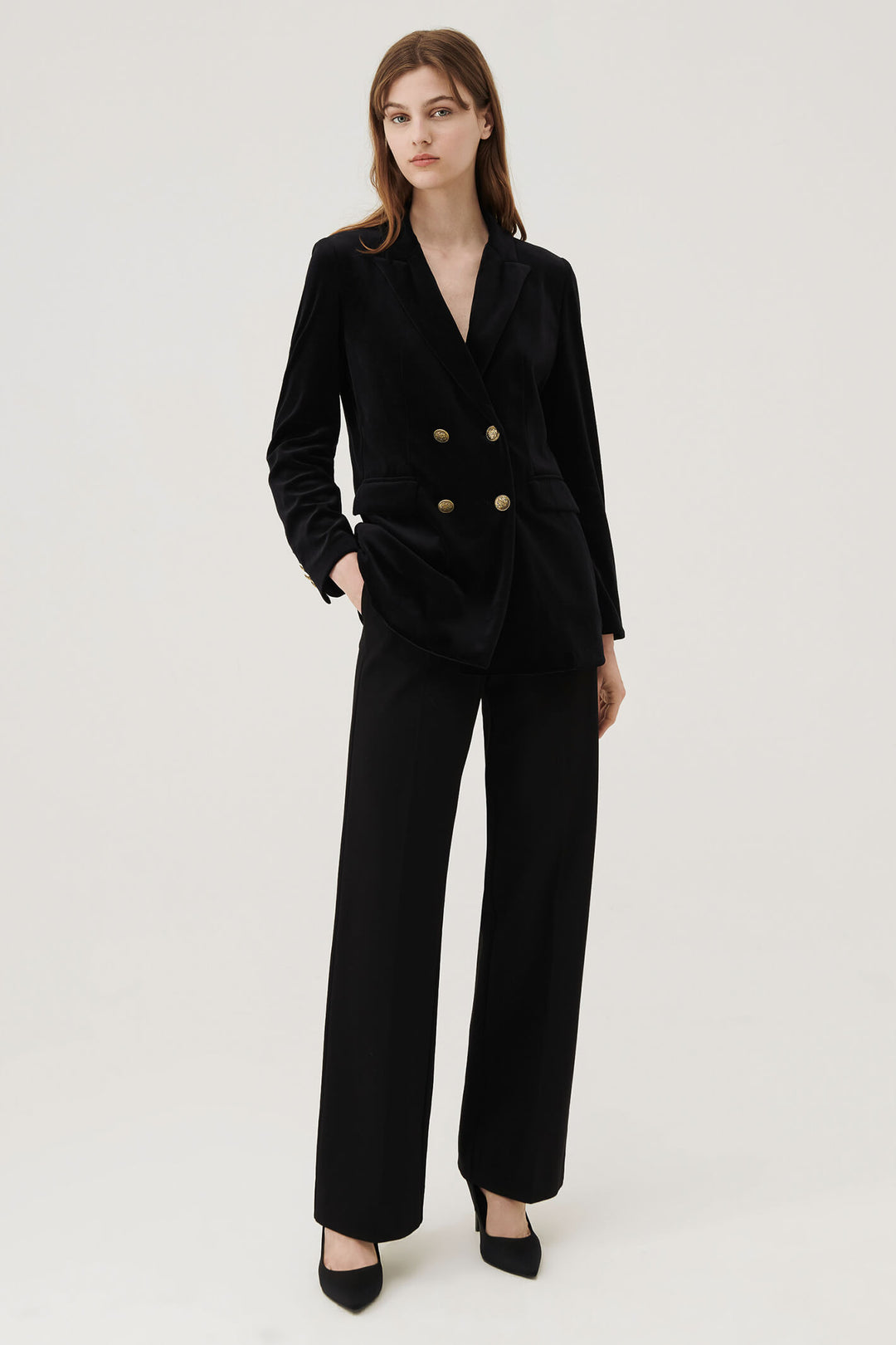 Marella Renata 2339161037200 Black Velvet Blazer Jacket - Olivia Grace Fashion