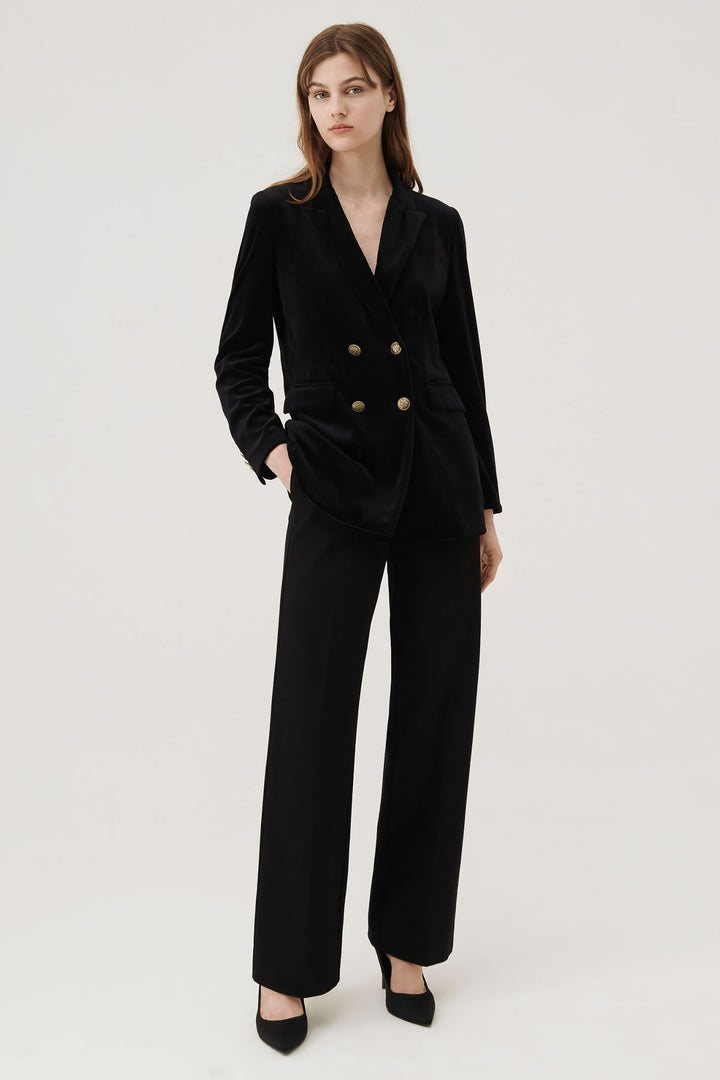 Marella Renata 2339161037200 Black Velvet Blazer Jacket - Olivia Grace Fashion