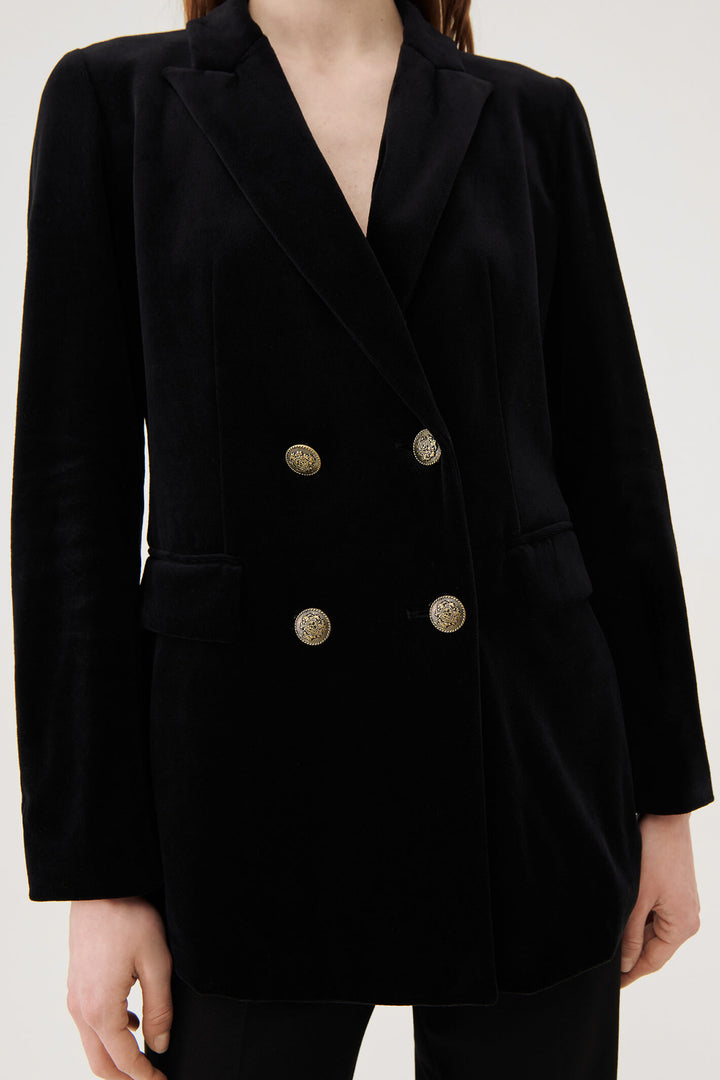 Marella Renata 2339161037200 Black Velvet Blazer Jacket - Olivia Grace Fashion