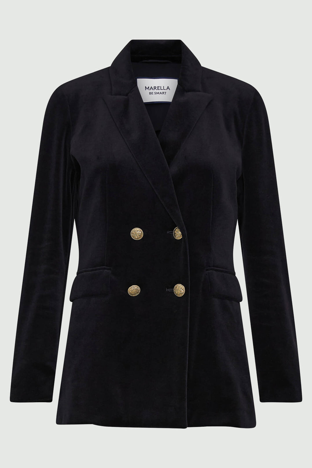 Marella Renata 2339161037200 Black Velvet Blazer Jacket - Olivia Grace Fashion