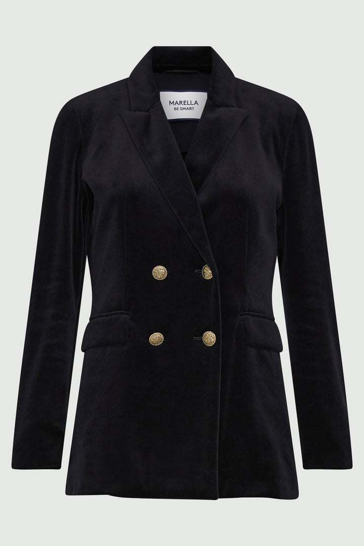 Marella Renata 2339161037200 Black Velvet Blazer Jacket - Olivia Grace Fashion