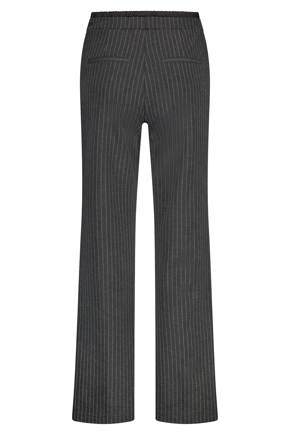 Black pinstripe pants on a white background