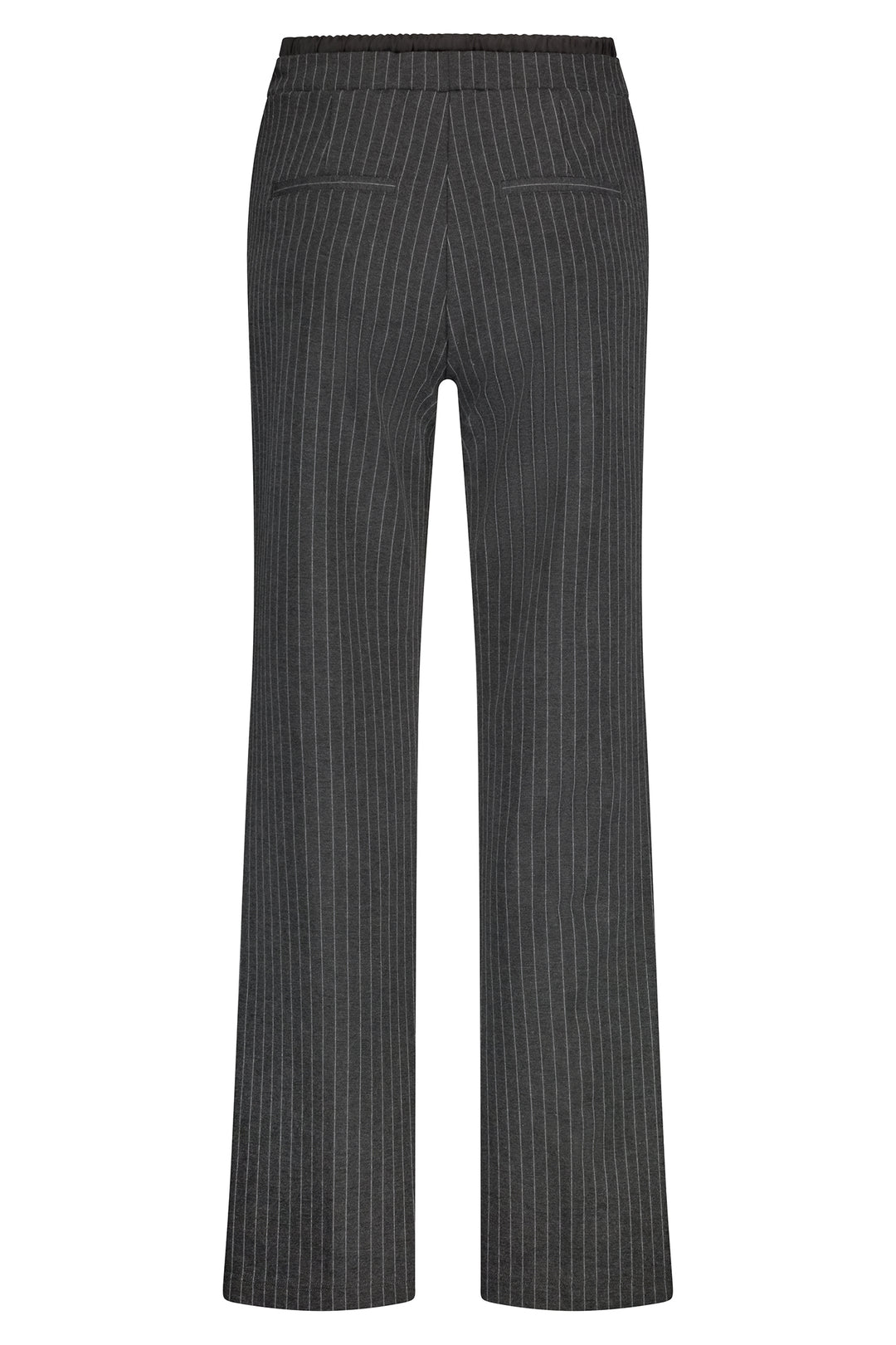 Black pinstripe pants on a white background