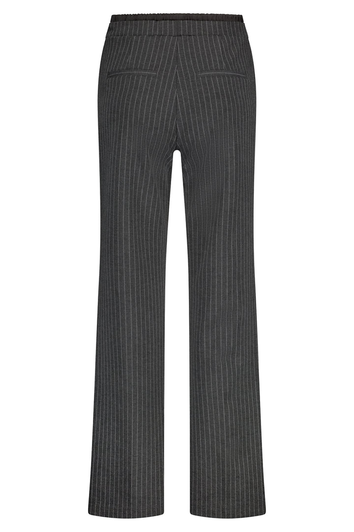 Black pinstripe pants on a white background
