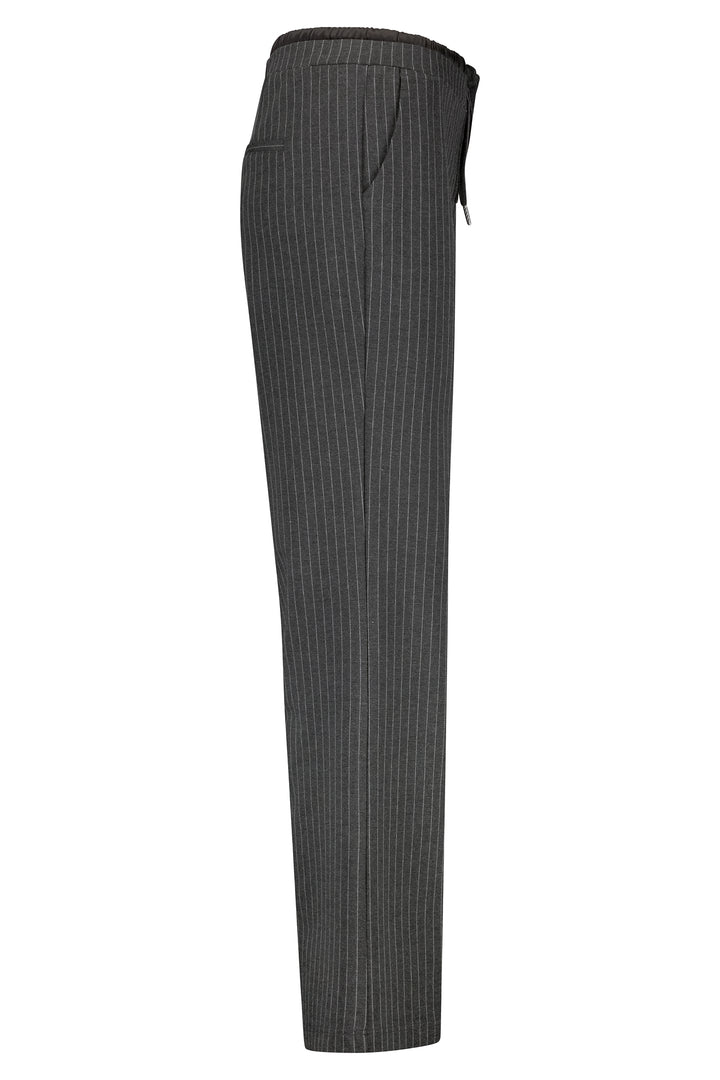 Gray pinstripe pants on a white background