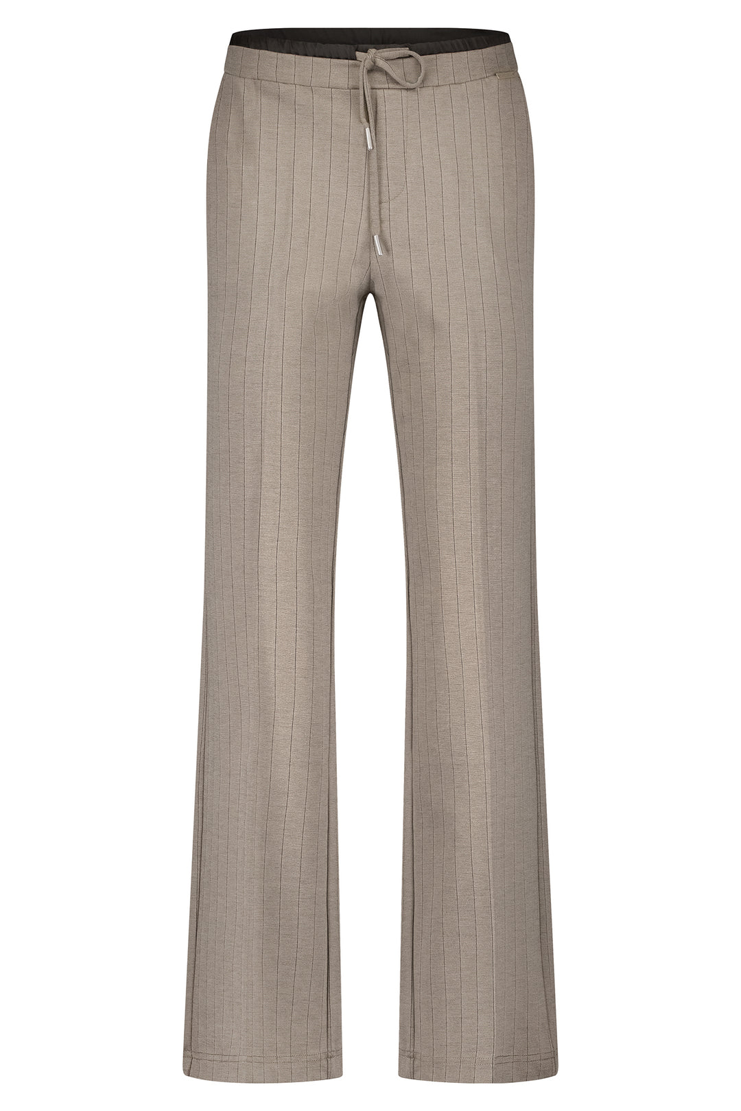 Beige pinstripe pants on a white background