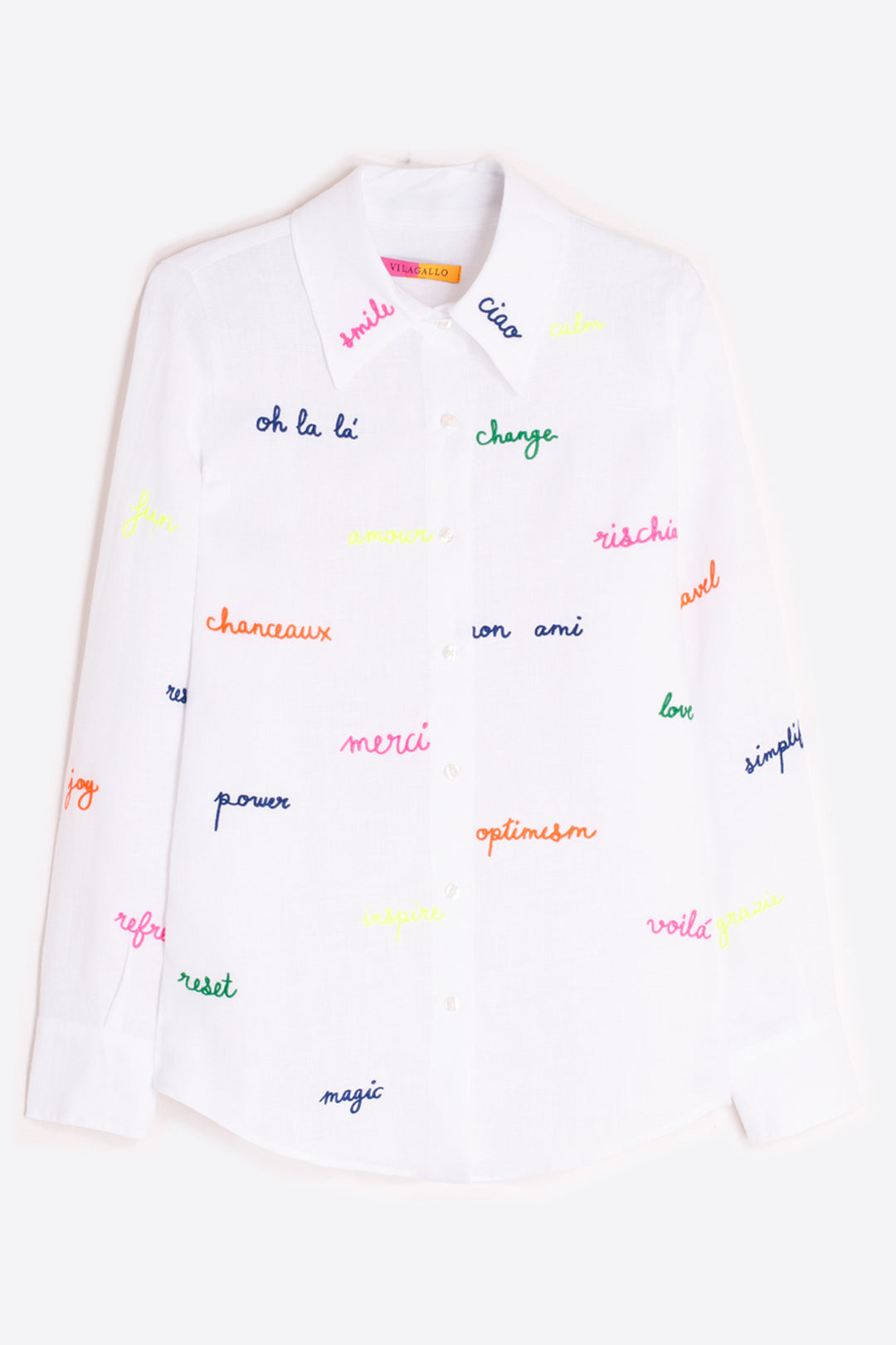 Vilagallo 33215 White Linen Motif Shirt