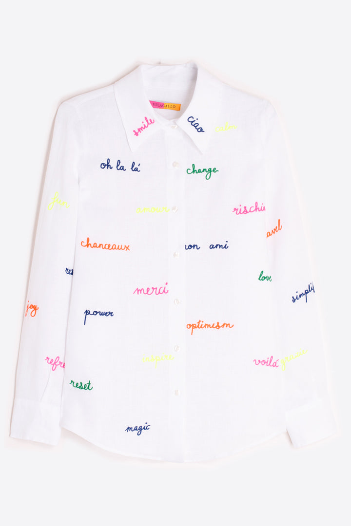 Vilagallo 33215 White Linen Motif Shirt