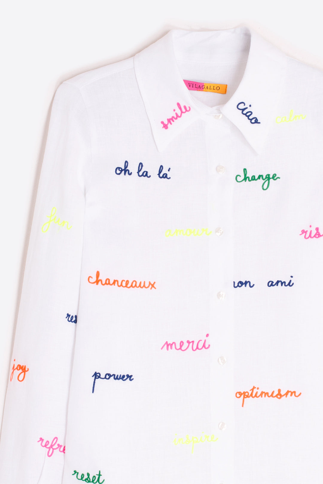 Vilagallo 33215 White Linen Motif Shirt