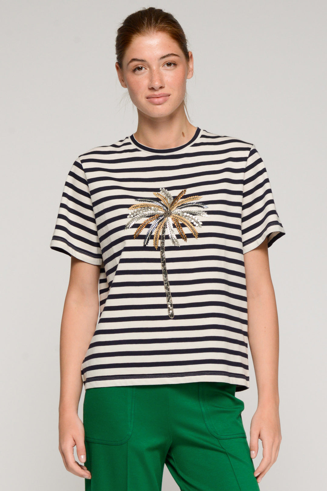 Vilagallo 33253 Palmera Navy Stripe Embroidered T-Shirt
