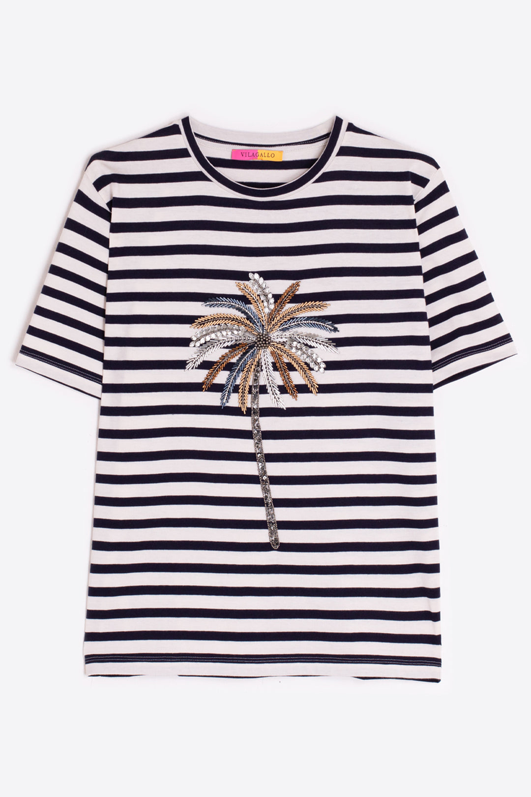Vilagallo 33253 Palmera Navy Stripe Embroidered T-Shirt