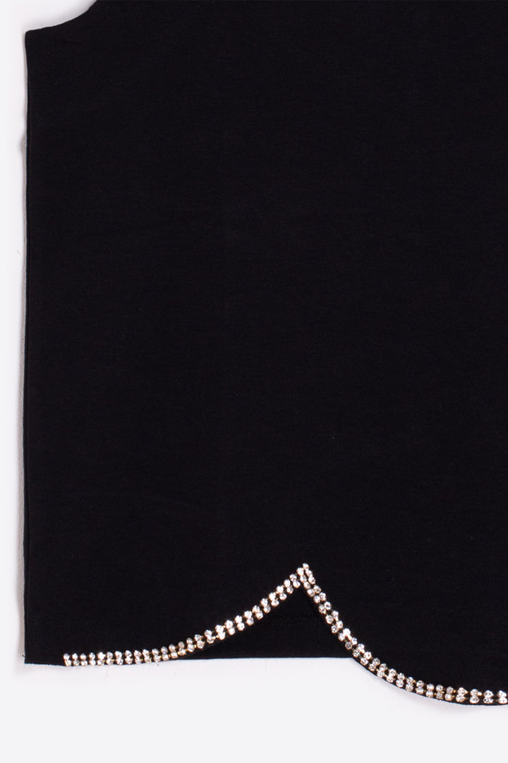 Vilagallo 33261 Black Diamante Hem Sleeveless Top