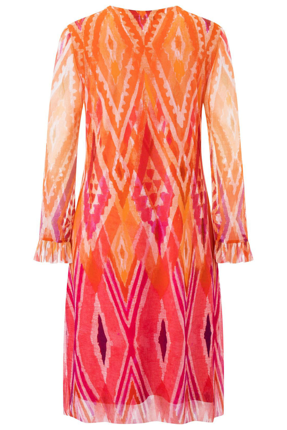 Ana Alcazar 040535 Orange Ikat Print Beaded Neck Short Dress - Olivia Grace Fashion