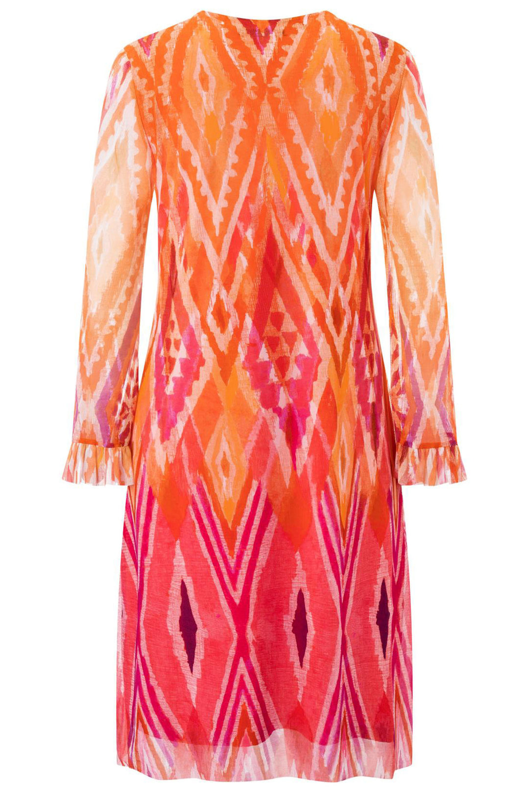 Ana Alcazar 040535 Orange Ikat Print Beaded Neck Short Dress - Olivia Grace Fashion