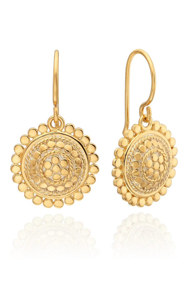 Anna Beck ER10700 Prana 18k Gold Plated Scallop Disc Drop Earrings