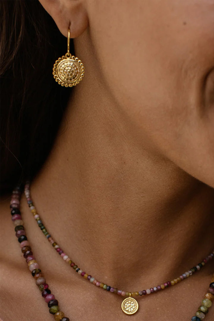Anna Beck ER10700 Prana 18k Gold Plated Scallop Disc Drop Earrings