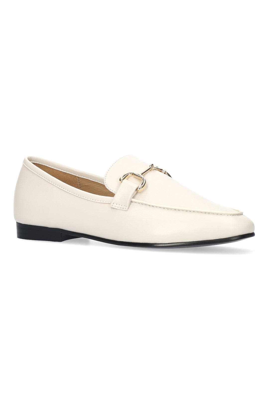 BiBi Lou Ashe Off White Kid Leather Loafers 571Z10VK-OWT, three-quarter front view