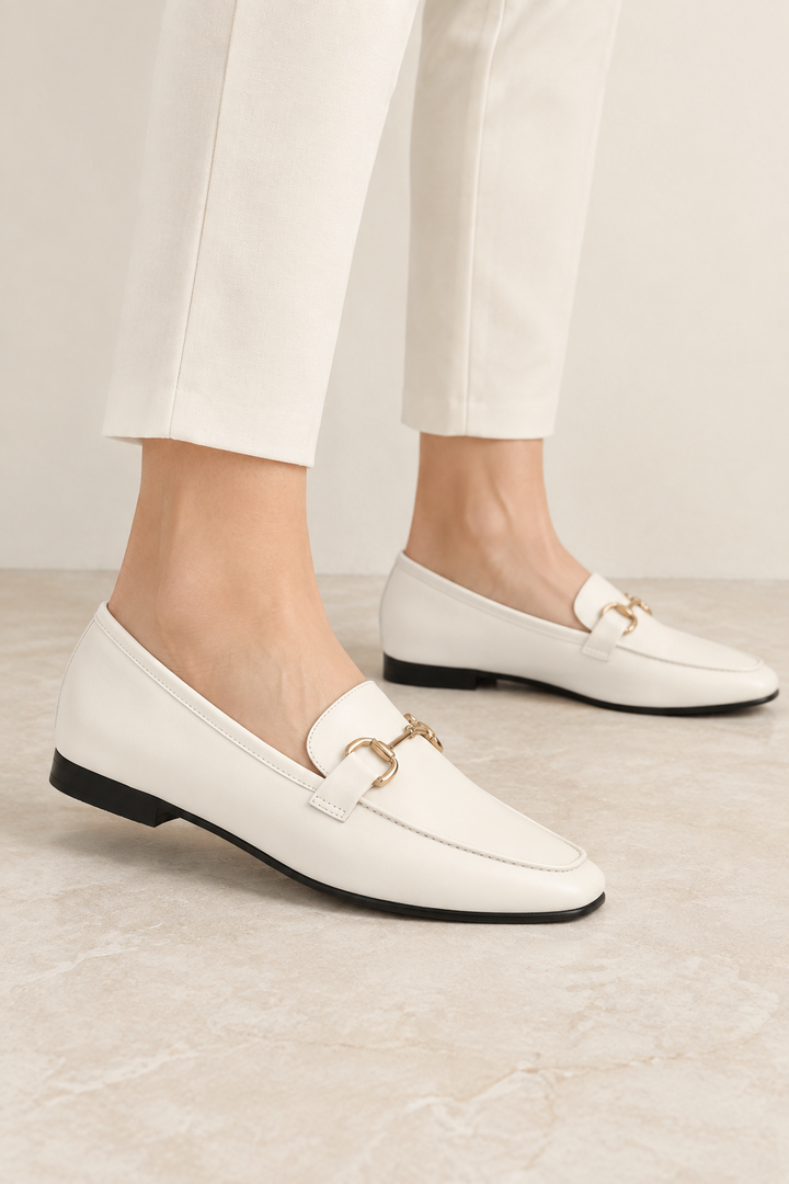 BiBi Lou Ashe Off White Kid Leather Loafers 571Z10VK-OWT