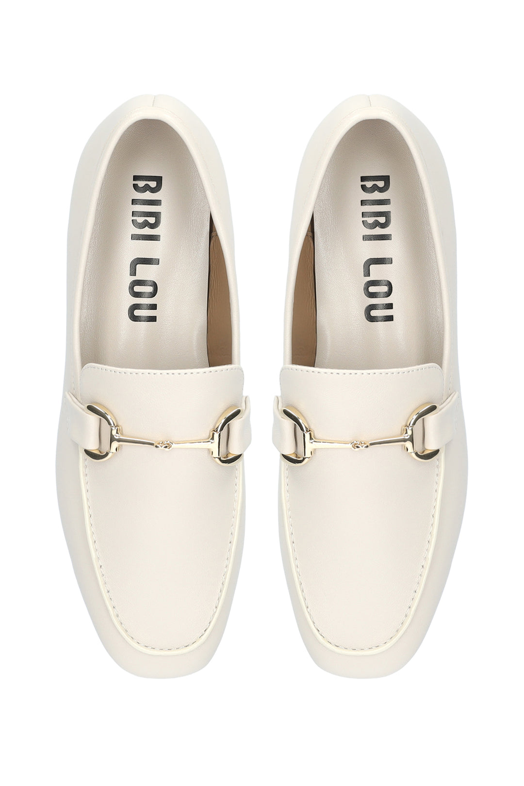 BiBi Lou Ashe Off White Kid Leather Loafers 571Z10VK-OWT, top view of the pair