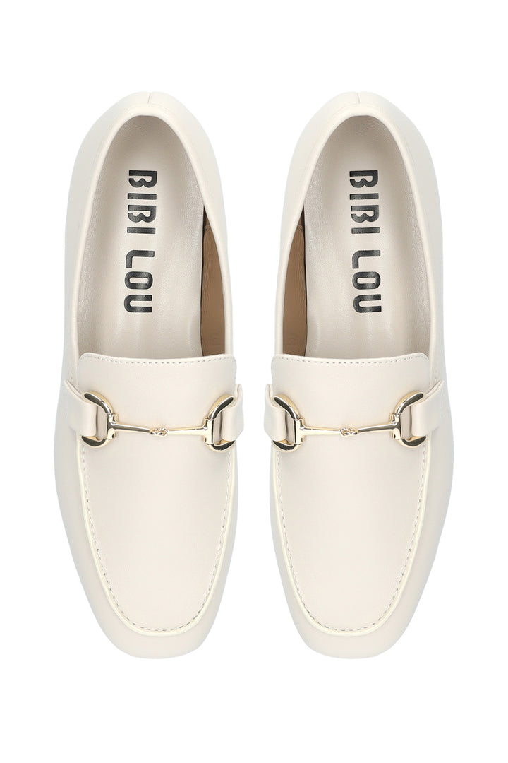BiBi Lou Ashe Off White Kid Leather Loafers 571Z10VK-OWT, top view of the pair