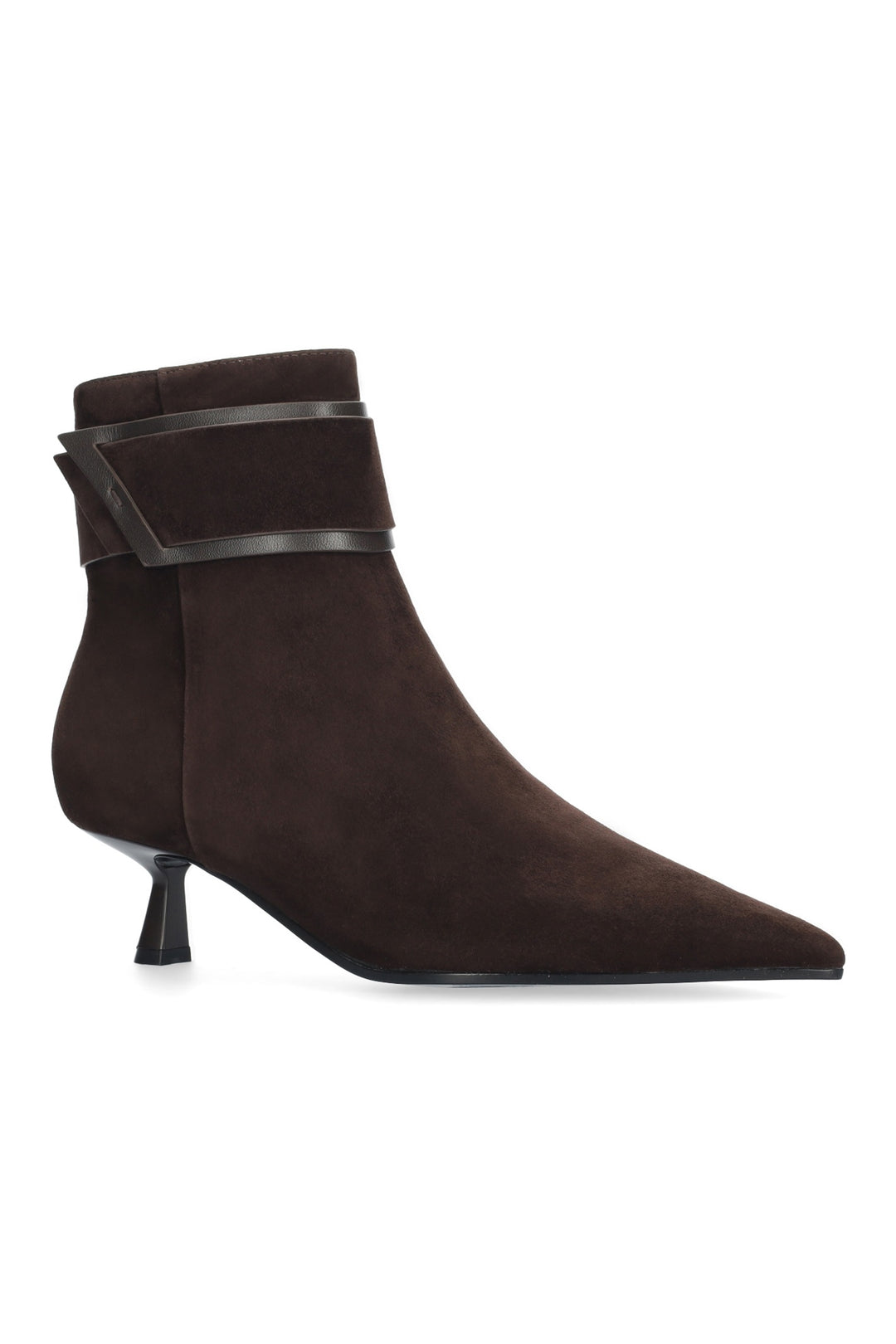 BiBi Lou Astra Brown Kid Suede Booties 648T30VK-MRN, three-quarter front view