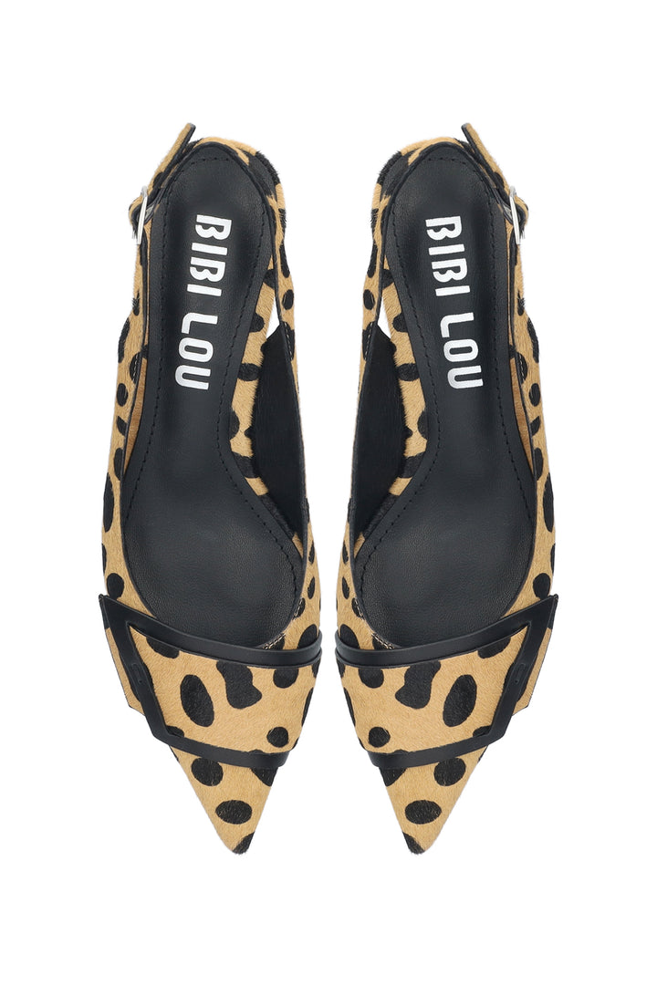 BiBi Lou Astra Cheetah Beige Pony Fur Pumps 645Z91VK-CHT, top view of the pair