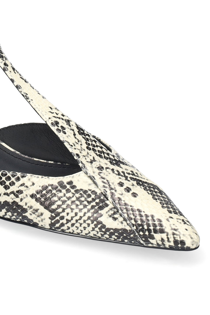 BiBi Lou Canna Off White Snake Leather Pumps 520Z50VK-OWT, snake print toe and T-bar detail