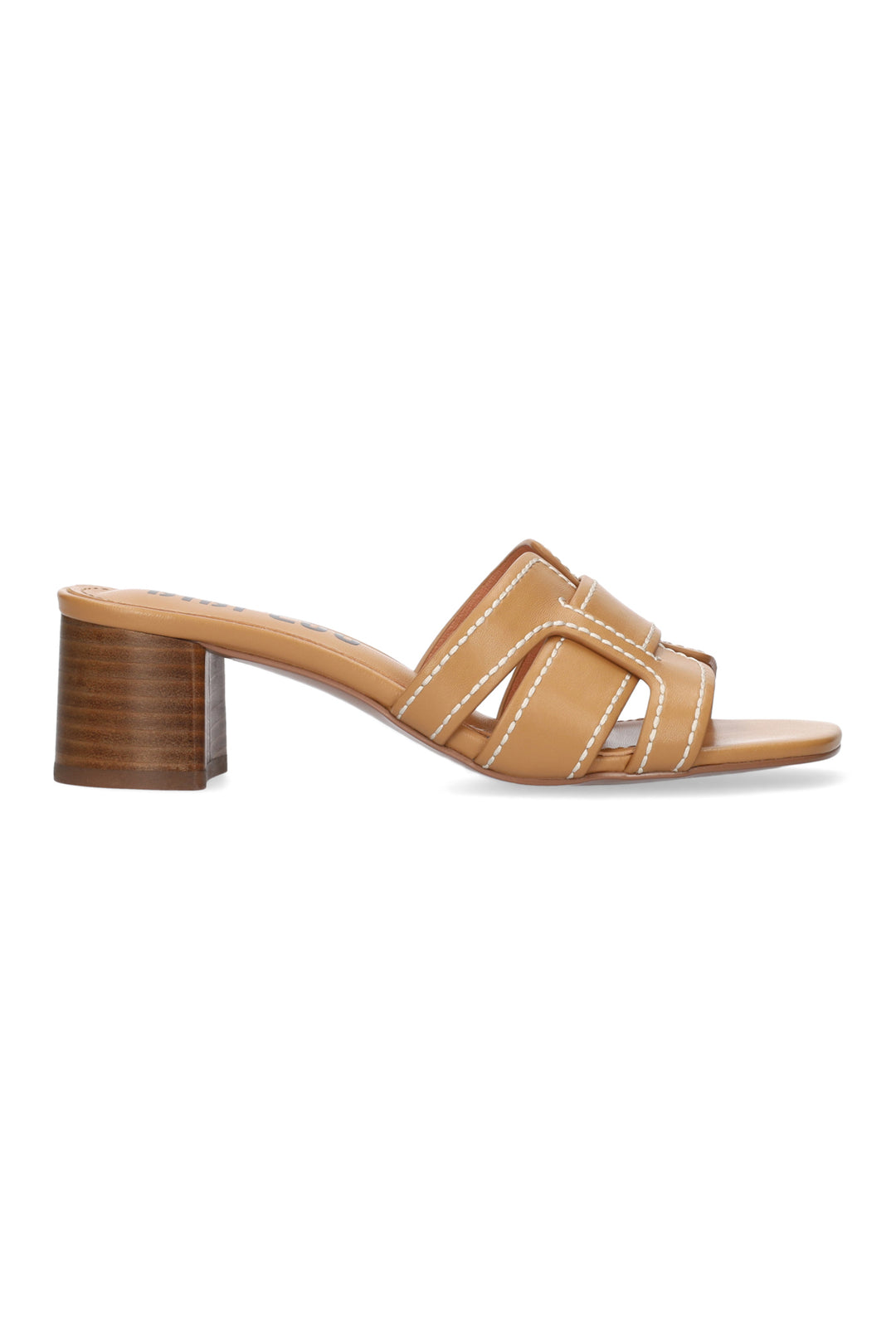BiBi Lou Holly Camel Brown Leather Stitch Sandal 767Z10VK