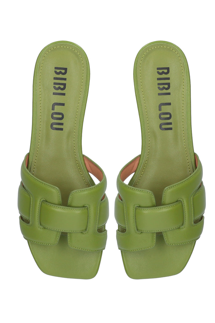 BiBi Lou Holly Olive Green Leather Sandals 760Z10VK