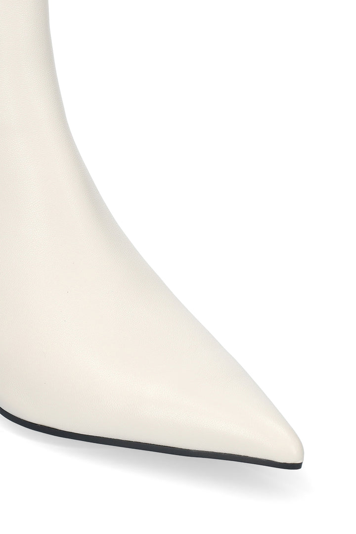 BiBi Lou Sakura Off White Kid Leather Booties 501T10VK-OWT, pointed toe detail