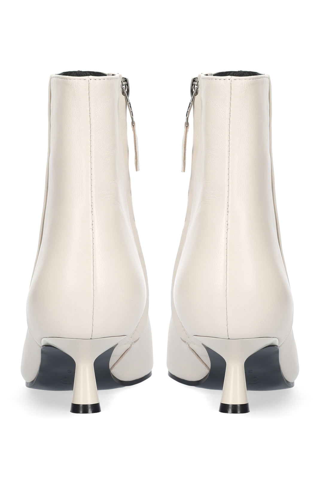 BiBi Lou Sakura Off White Kid Leather Booties 501T10VK-OWT, back view showing inside zips