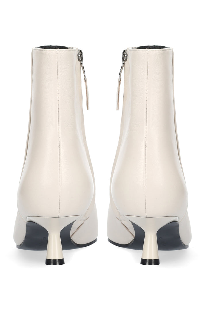 BiBi Lou Sakura Off White Kid Leather Booties 501T10VK-OWT, back view showing inside zips