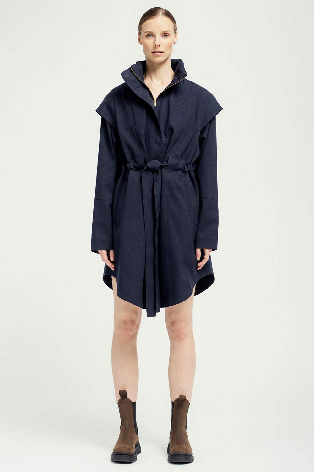 BRGN 15032T2 095 New Dark Navy Monsun Wateproof Coat - Olivia Grace Fashion