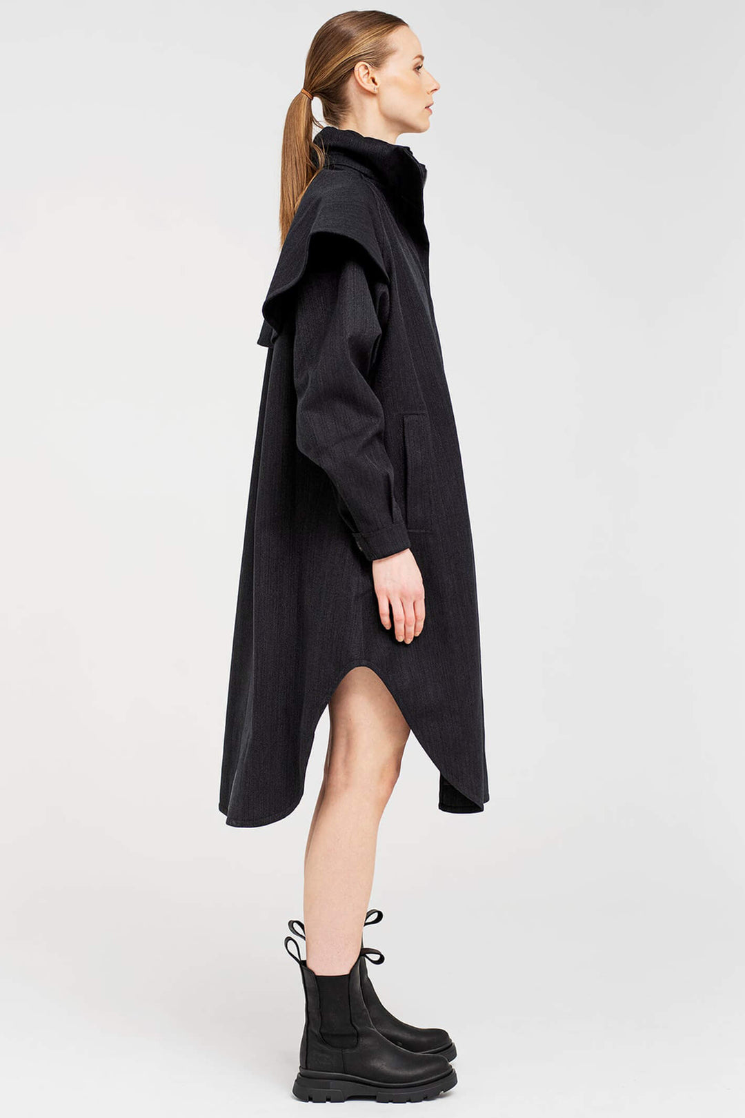 BRGN 15034L2 097 Black Tweed Tyfon Waterproof Raincoat - Olivia Grace Fashion