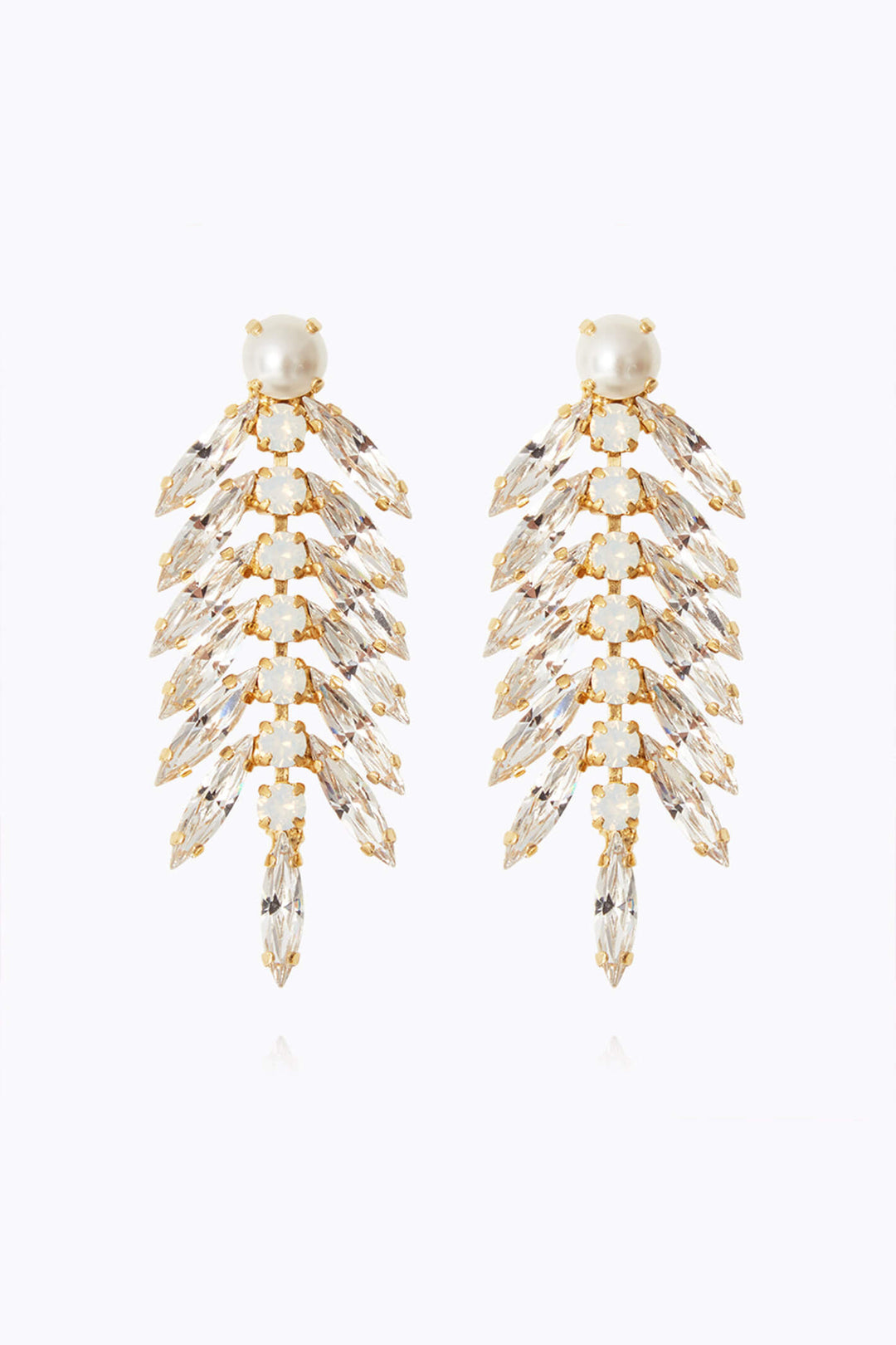 Caroline Svedbom 100046108239 Pearl Feather Crystal Gold Earrings