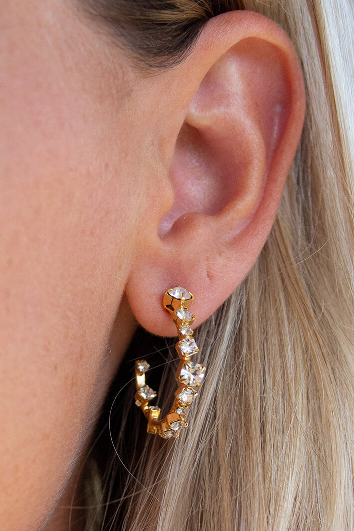 Caroline Svedbom 101222100101 Mini Antonia Crystal Gold Earrings - Olivia Grace Fashion
