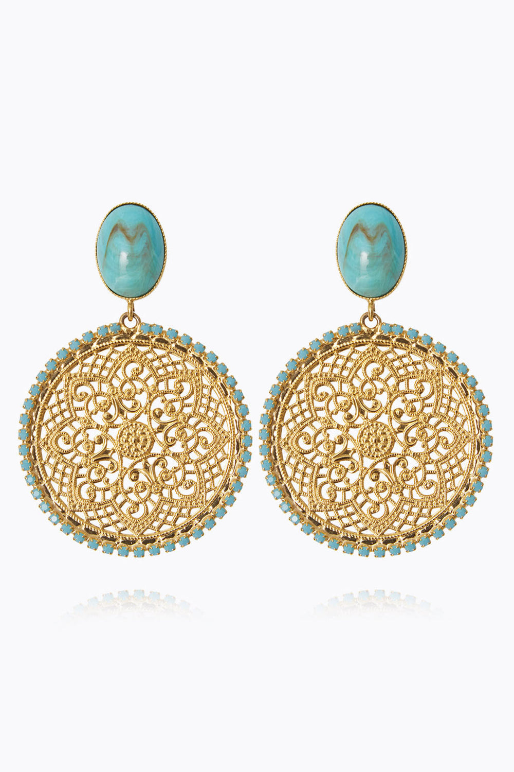 Caroline Svedbom 101313109701 Alexandra Boho Gold Turq Earrings - Olivia Grace Fashion