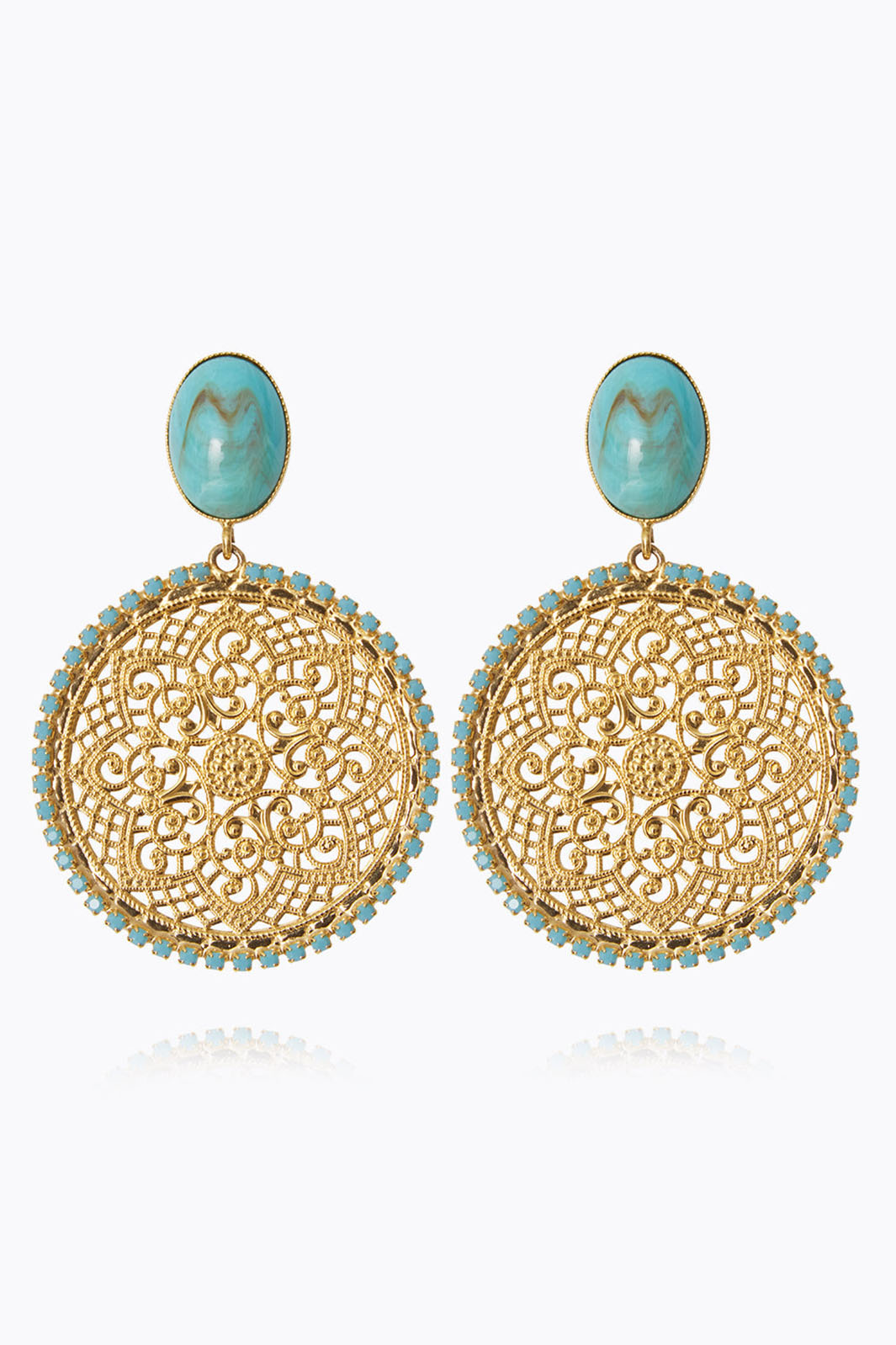 Caroline Svedbom 101313109701 Alexandra Boho Gold Turq Earrings - Olivia Grace Fashion