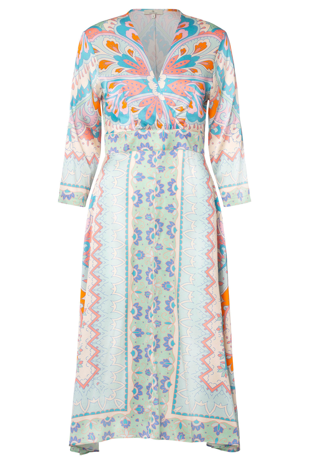Charlotte Sparre 3143 Springtime Light Blue Square Print Dress - Olivia Grace Fashion