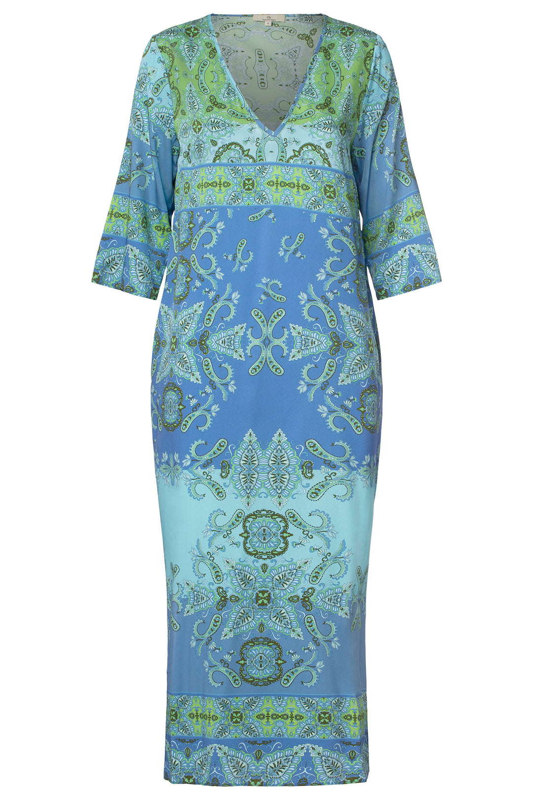 Charlotte Sparre 3155 Maddie Blue Print Long Dress - Olivia Grace Fashion