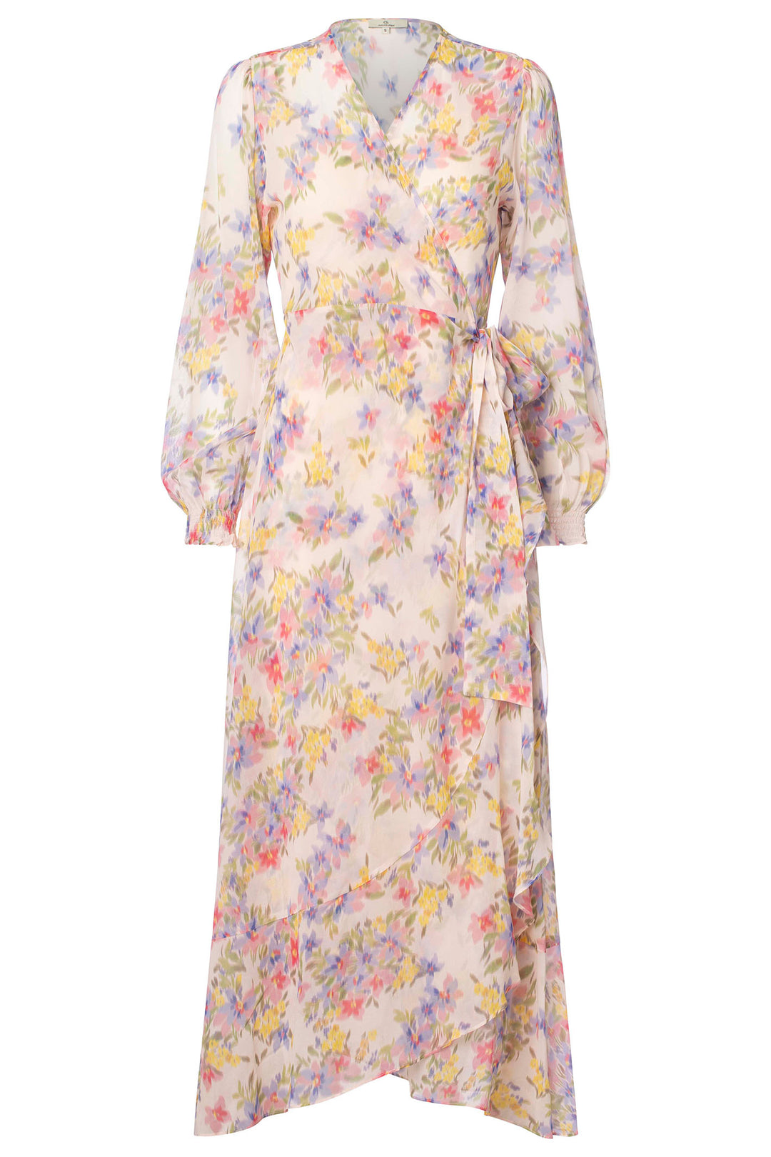 Charlotte Sparre 3160 Primrose Lilac Ling Floral Frill Wrap Dress - Olivia Grace Fashion