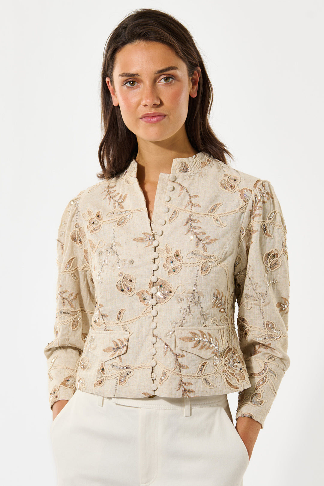 Dea Kubidal MarilynDEA Marigold Beige Puff Sleeve Jacket 1890326
