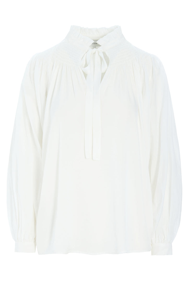 Dea Kudiba Malinka 1670124 1002 Natural White Silk Smocked Blouse - Olivia Grace Fashion